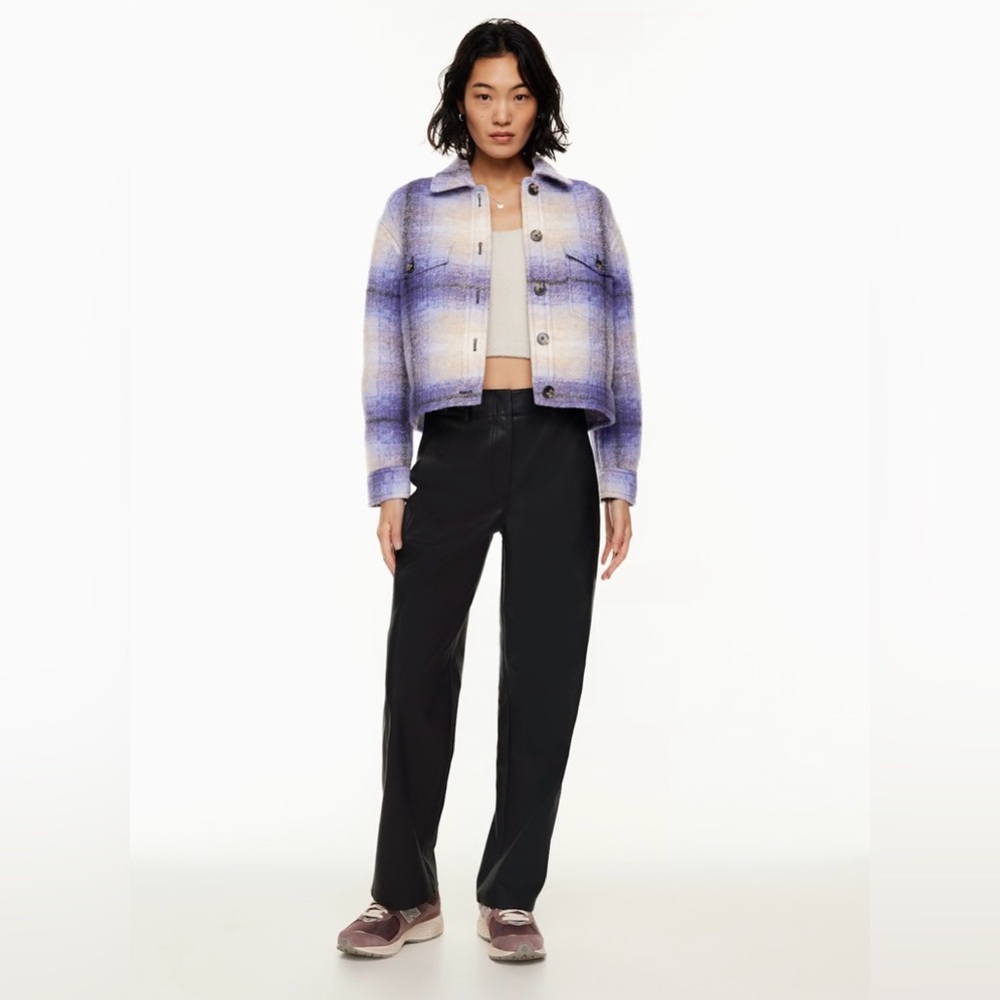 BNWT Wilfred Free Blue and Cream Plaid Women's Autumn Shirt Jacket size L